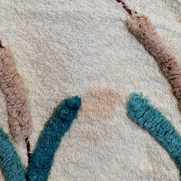 Vintage Muscogee Bath Towel Sculpted P Willows Design Pale Yellow Edge Wear - Picture 3 of 11